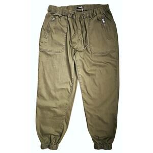 NWT Flamingals Drawstring Stretch Mid-Rise Joggers Army Green Women's XL